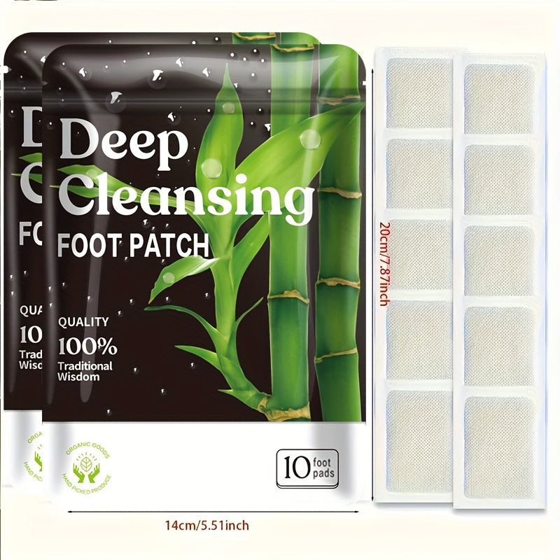 30pcs Natural Bamboo Deep Cleansing Foot Patch, Adhesive Foot Pads with Ginger Powder for Foot Care After Bath When Sleep Warm and Relax